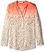 Calvin Klein Women's Printed Blouse with Roll-Tab Sleeves