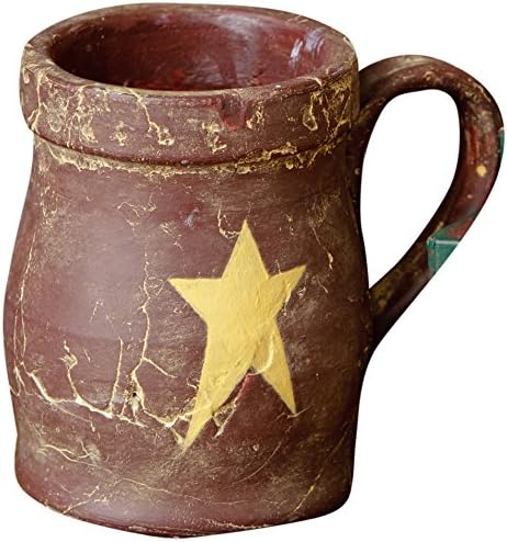 Your Hearts Delight Primitive Star Mug, 4-3/4 by 3-1/2-Inch, Burgundy