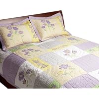 Pem America, Patch Of Flowers Collection, Twin 2-Piece Quilt Set, Yellow