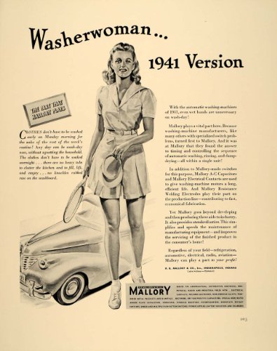 Best Price 1941 Ad Mallory Washing Machine Parts Woman Tennis - Original Print Ad