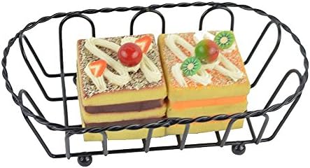 Wire Bread Basket Food Grade Wire Pastry Basket Dessert Basket, Restaurant Table Serving Black F616