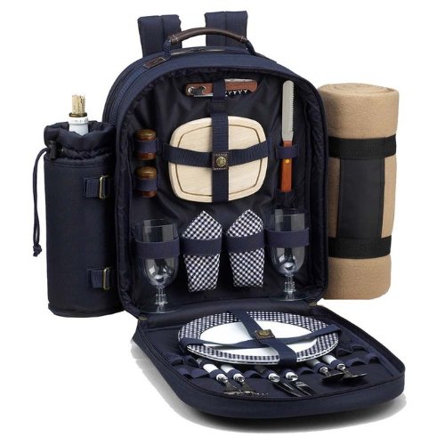 2 picnic backpack:Classic Picnic Basket Backpack for 2 with Blanket Images