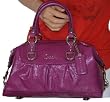 Authentic Coach Patent Leather Ashley Satchel Tote Bag 15455 Dark Plum