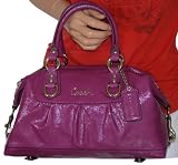 Authentic Coach Patent Leather Ashley Satchel Tote Bag 15455 Dark Plum