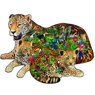 Rainforest Jaguar Shaped Jigsaw Puzzle by Dennis Rogers 1000pc