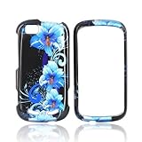 BLUE FLOWER BLACK for Motorola CLIQ 2 Hard Case Cover