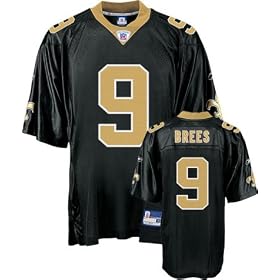 Drew Brees Jersey: Reebok Black Replica #9 New Orleans Saints Jersey