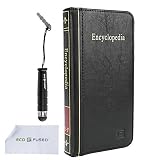 iPhone 6 PLUS/ 6S PLUS Book Case - 1 Faux Leather Book Cover for Apple iPhone 6 Plus / 6S Plus - Convenient Wallet Slots Inside - A Vintage Look for Your Modern Device - Also Includes 1 Short Stylus / 1 ECO-FUSED Microfiber Cleaning Cloth (Black / Encyclopedia)