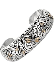 Designer 18k Gold & Sterling Silver Dragonfly Heavy Cuff Bangle