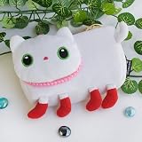 [White Kitty] Medium Plush Gadget Cosmetic Bag / Camera bag / Hand Purse Wallet (6.1*3.5*1.5)