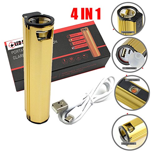 Ledsniper®4 Functions 6400mah (Shaver Shape Ergonomic) Rechargeable Backup Power Bank Extended External Battery Pack Charger Charging w/ Built-in 3watt LED 1600lumen Torch Flashlight 3mode (High Beam ,Low Beam,strobe)For Iphone 5s 4s 4 5c, Ipad 1/2/3/4 Mini Air, Ipod Touch Models; Android Smart Phones: Samsung Galaxy S4/s3/s2 S III I9300 I9500, Galaxy S2 S Ii I9100, Galaxy Nexus, Galaxy Note Ii / HTC Sensation, One X, One S, Thunderbolt, EVO / Nokia N9 Lumia 900 800 / Motorola Triumph, Droid 3 X X2 Bionic Razr; Ps Vita; Gopro; and More Mobile Devices (Gold)