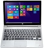 10.1" Detachable 2-in-1 HD Touchscreen Intel Atom 2GB RAM 32GB eMMC Windows 10 WiFi Bluetooth Webcam Laptop Tablet + Keyboard Docking Station