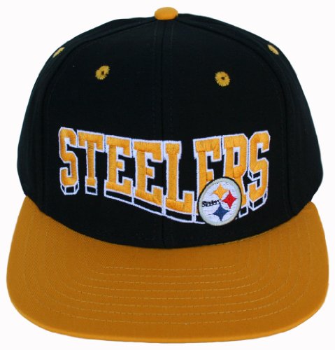 Pittsburgh Steelers Two Tone Black/Yellow Wave Script Snapback Adjustable Flatbill Hat