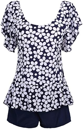 WenVen Women's Loose Multi-Colored One-Piece Swimsuit Plus Size Swimwear(Picture color,L)