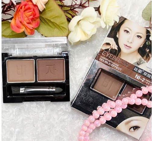 Compact Eyebrow or Eyeshadow Powder 2 Shade Palette Kit (2 x 4.5g) With Brush- 4 Colours Available (2. Medium)