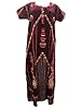 Muumuu House Dress Maroon Printed Cotton Boho Long Kaftan Dresses