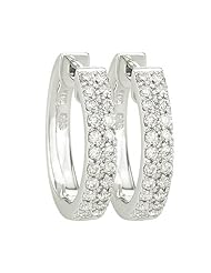 14K White Gold 0.25ct Single Row Multi-Sized Prong White Diamond Huggie Earrings