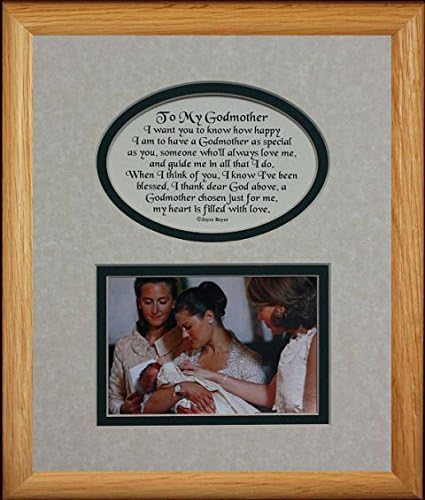 8x10 TO MY GODMOTHER Picture & Poetry Photo Gift Frame ~ Cream/Hunter Green Mat with LIGHT/MEDIUM Frame ~ Heartfelt Keepsake Picture Frame for the Godmother Baptism or Christening Gift Idea