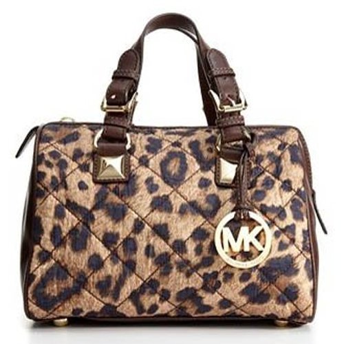 Michael Kors Grayson Small Quilted Nylon Satchel, Leopard