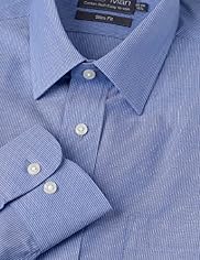2" Longer Slim Fit Cotton Rich Easy to Iron Striped Shirt