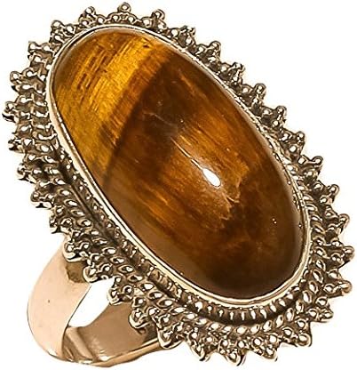 Bid4Silver 925 Solid Sterling Silver 9.40 Gms Natural Tigers Eye Gemstone Fashion Ring For Women