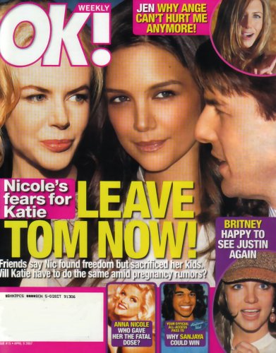OK Weekly Magazine Tom Cruise, Katie Holmes, Nicole Kidman April 8, 2007 Issue (Scarlett Johansson, Hilary Duff, Playboy's The Girls Next Door)