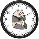 Cartoon Giant Panda or Panda Bear Animal Wall Clock by WatchBuddy Timepieces (Hunter Green Frame)