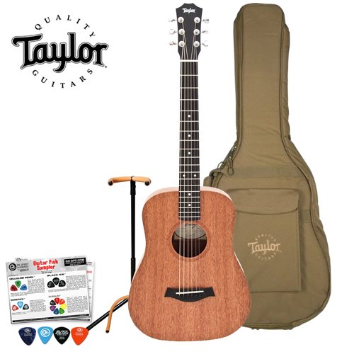 Taylor Guitars Baby Taylor BT2 Mahogany Top Acoustic Guitar with Planet WavesGO-DPS 16 Pick Sampler and Ultra Guitar Stand