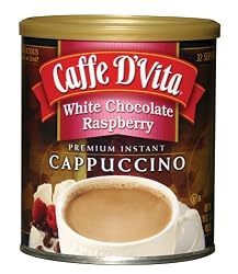 Caffe D'Vita White Chocolate Raspberry Cappuccino Mix, 16-Ounce Canisters (Pack of 6)