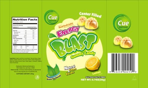 Green Tea Energy Gummy Candy - 18 Units CUE Gummies (ORANGE)