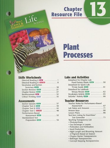 Holt Science & Technology Life Science Chapter 13 Resource File: Plant Processes