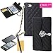 OMIU Soft Grid PU Leather Lady Style Crystal Camellia Pendant Clutch Wallet Case for Apple iPhone 5, 5G, 5S Bundle with Screen Protector, Stylus & Cleaning Cloth - Black