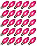 Pink C9 Intermediate Screw (E17) Base Transparent Christmas Holiday Light Bulb Replacement 25 Pack