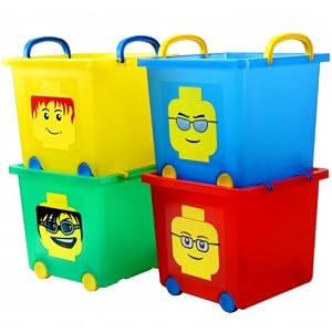 LEGO 4-piece Square Stacking Basket Set with Wheels
