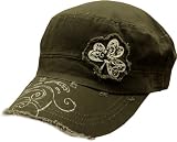 irish clothing-Irish Shamrock Vintage Military Cadet Hat (Olive Green)  Free Shipping