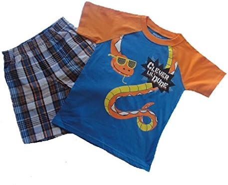 TOUGHSKINS Boy's 4T Snake CLEVER LIL DUDE Shirt Plaid Shorts Outfit, Set