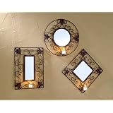 3-Pieces Decorative Scroll Designed Votive Mirror Set by Southern Enterprises