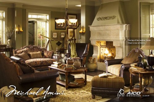 Sedgewicke Leather/Fabric Living Room Set - Aico Furniture