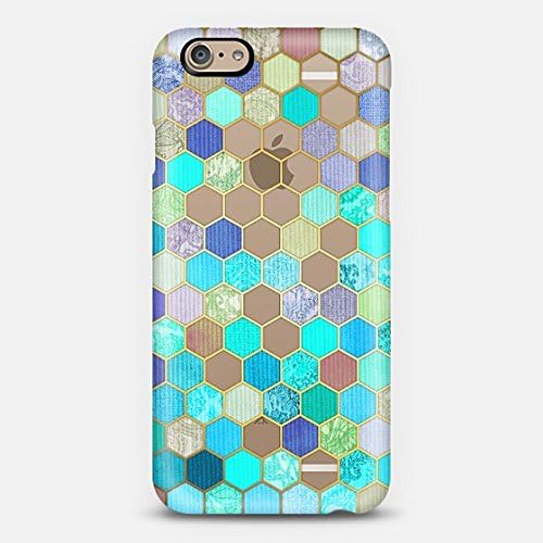Casetify Turquoise & Purple Honeycomb Pattern iPhone 6 Case (Frosty White)
