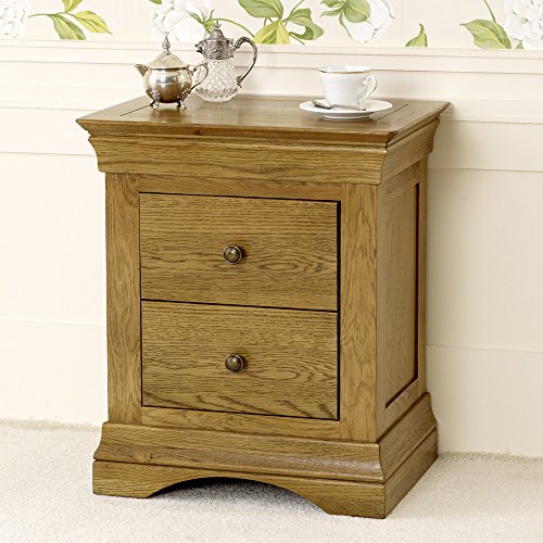 Best Price For French Louis Oak 2 Drawer Bedside Table Cheap Bedside