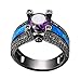 Rongxing Jewelry Opal Rings Womens Purple Amethyst Black Gold Filled Promise Rings Size 6