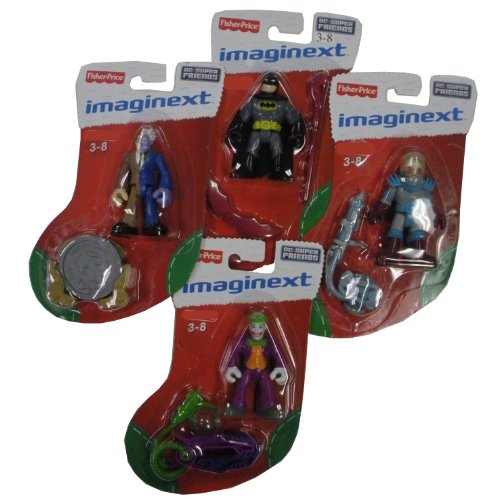  DC SuperFriends Imaginext Stocking Stuffer 4 Pack - Batman, Two Face, The Joker, Mr. Freeze