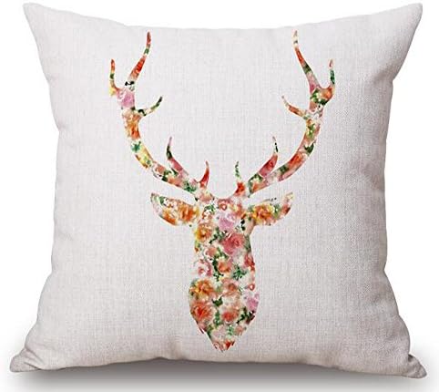 Painting in water colours Deer head Throw Pillow Case Cushion Cover Decorative Cotton Blend Linen Pillowcase for Sofa 18 "X 18 " (2)