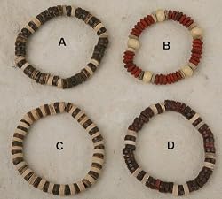 Wood and Coconut - Stretch Bracelet or Anklet