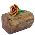 Teak Wood Rose Gift Box - Orange