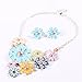 Colorful Flower Cluster Festoon Y-Necklace Bib Statement Necklace Earring Set