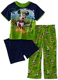 AME Sleepwear Boys 2-7 Mickey Looking For Bugs 3 Piece Pajama Set