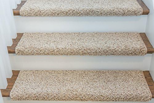 Set of 8 Bullnose Carpet Stair Treads 27" - Sand - by Castle Range