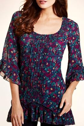 Per Una 3/4 Sleeve Scoop Neck Floral Tunic [T62-2749H-S]