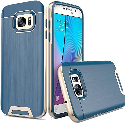 Galaxy S7 Case -- Artech 21 [Dalls Lazer Series] Slim Dual Layers [ Shockproof ] [Drop Proof ] Textured Pattern Anti-Slip Protective Cover Case For Samsung Galaxy S7 -- [Navy/Gold]